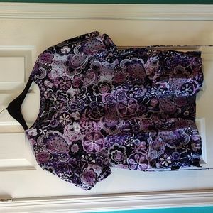 Purple flower scrub top